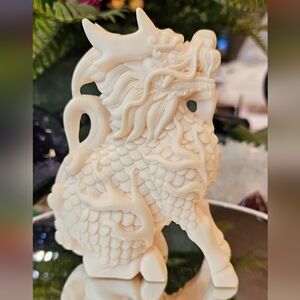 KI-RIN Kirin/Qilin Dragon Tangua Nut Carving 5.0" x 2.6" x 2.5"